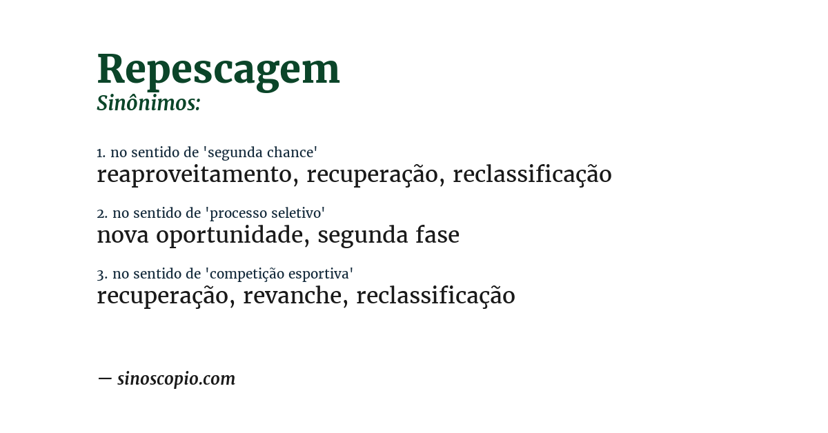 Sinônimo de repescagem