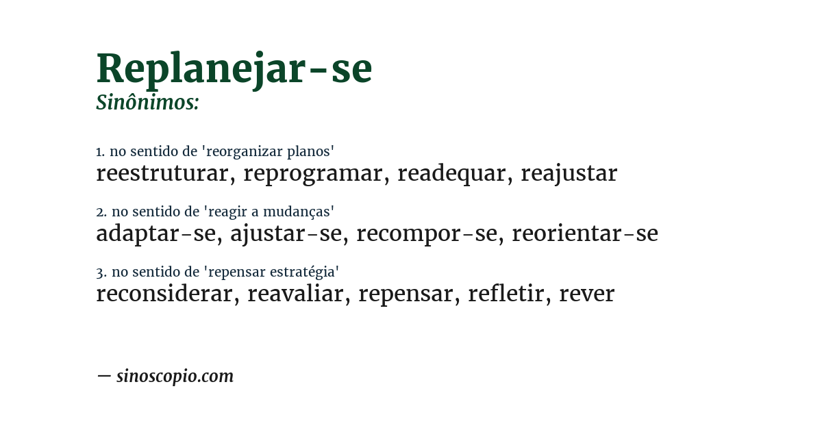Sinônimo de replanejar-se