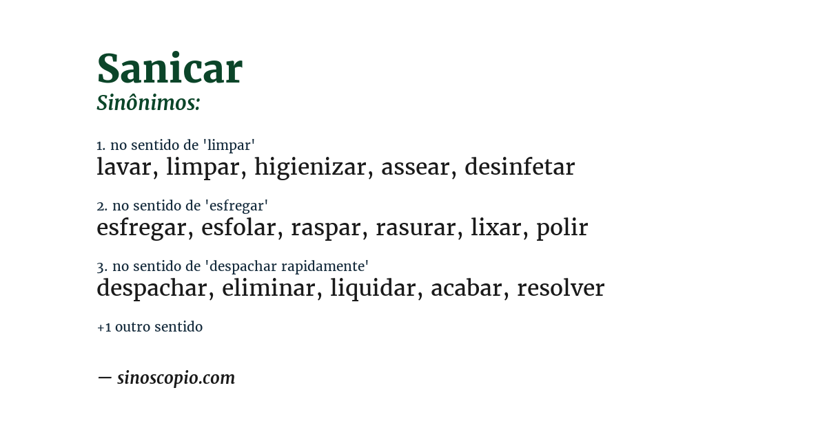 Sinônimo de sanicar