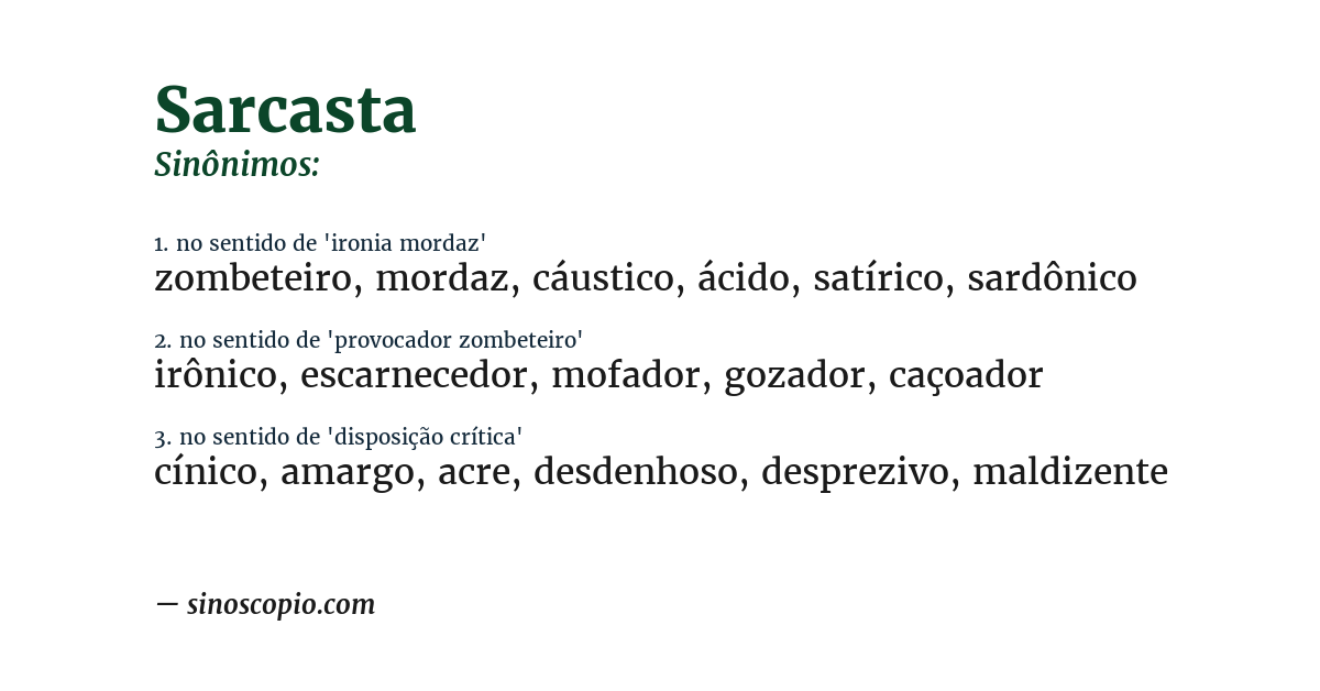 Sinônimo de sarcasta