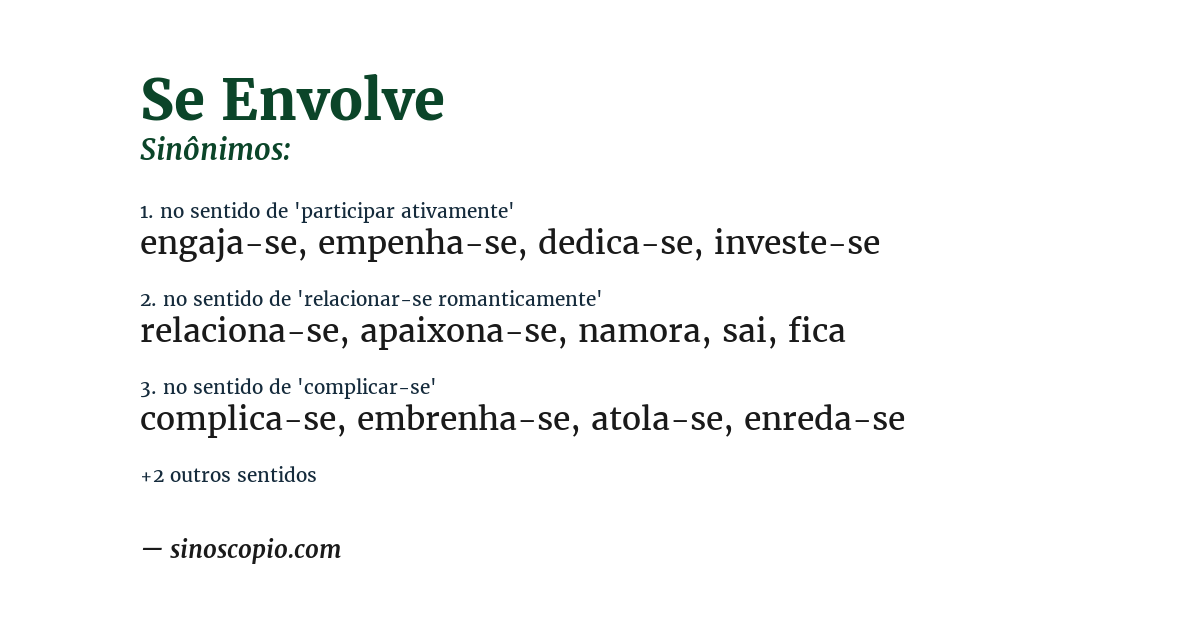 Sinônimo de se envolve