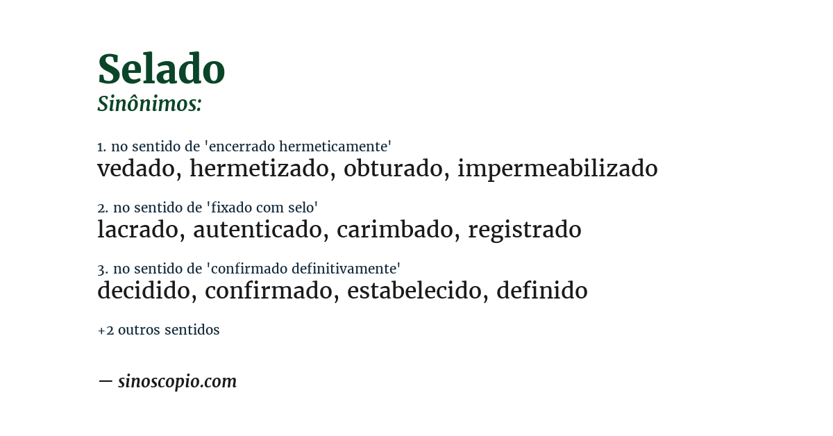 Sinônimo de selado