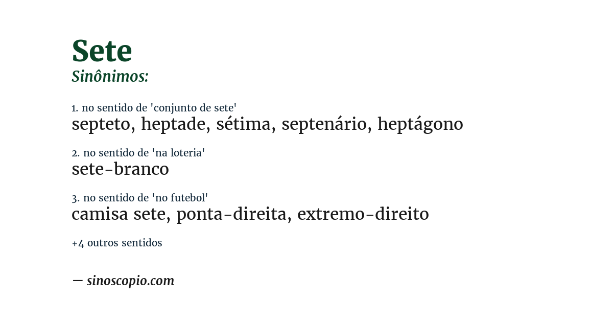 Sinônimo de sete