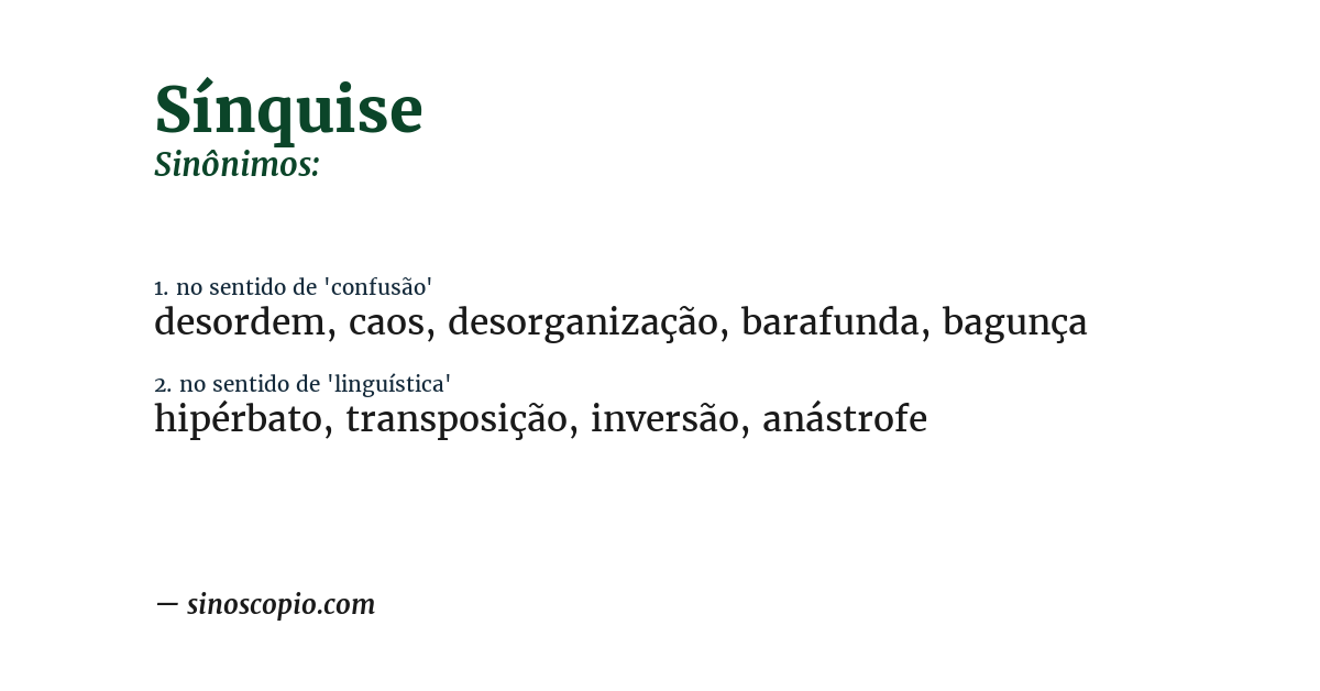 Sinônimo de sínquise