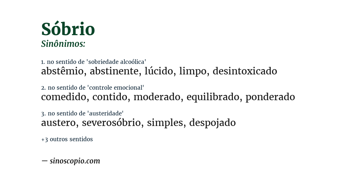 Sinônimo de sóbrio