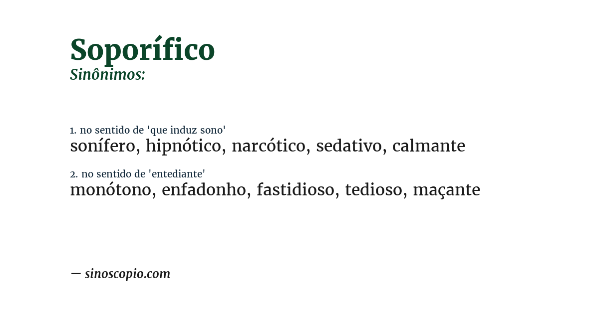 Sinônimo de soporífico