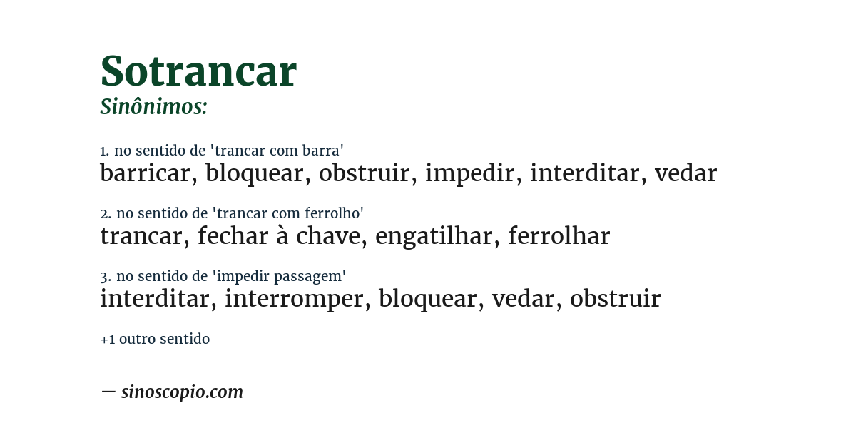 Sinônimo de sotrancar