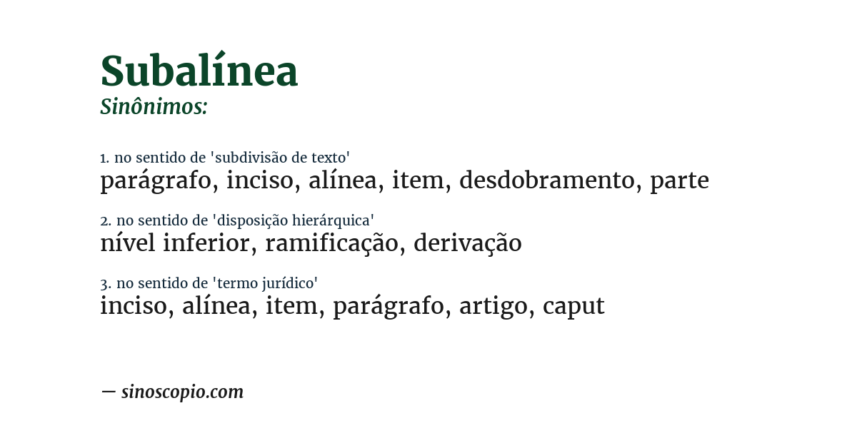 Sinônimo de subalínea