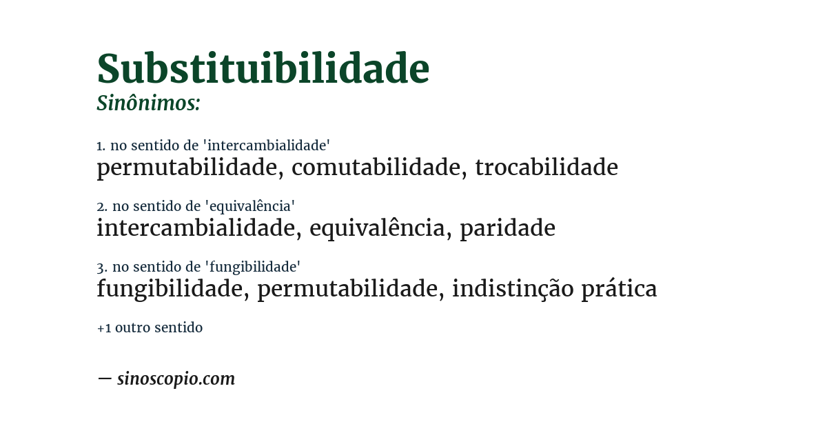 Sinônimo de substituibilidade