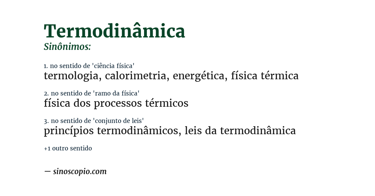 Sinônimo de termodinâmica