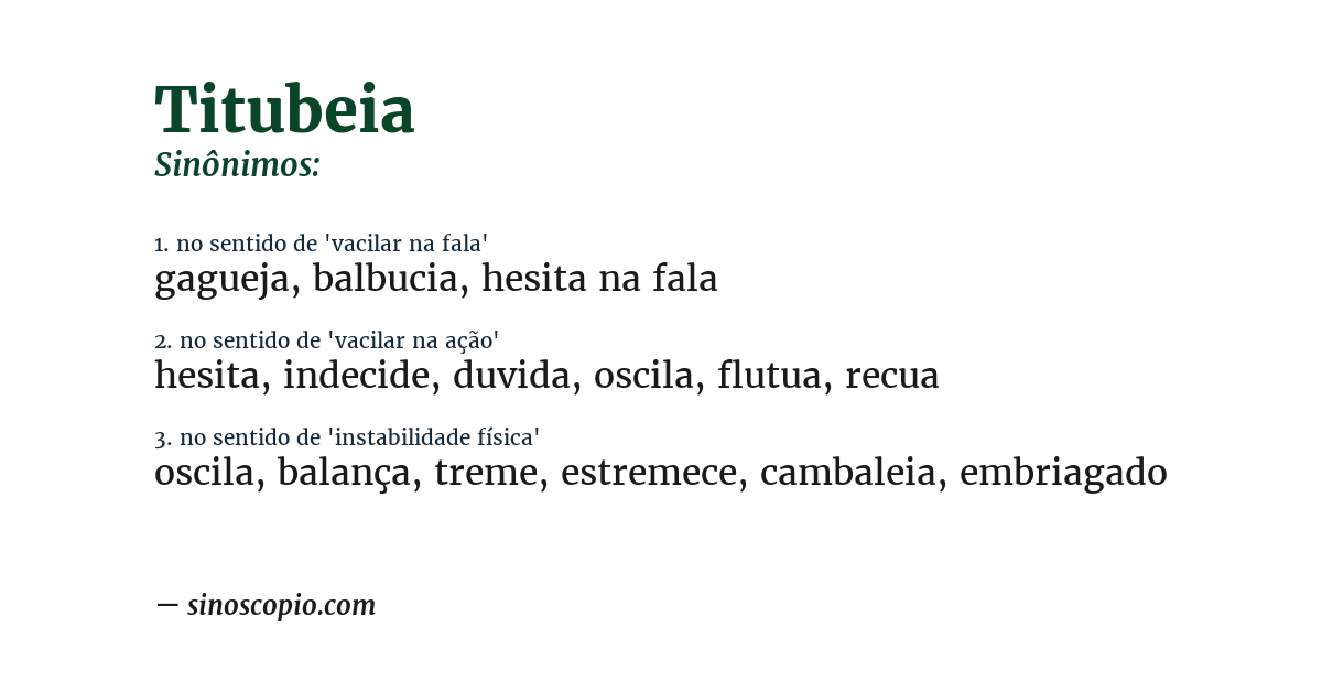 Sinônimo de titubeia