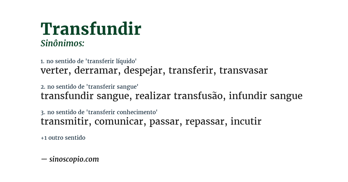 Sinônimo de transfundir