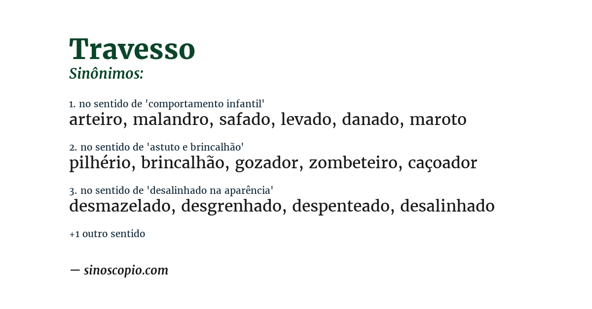 Sinônimo de travesso