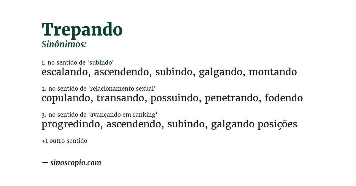 Sinônimo de trepando