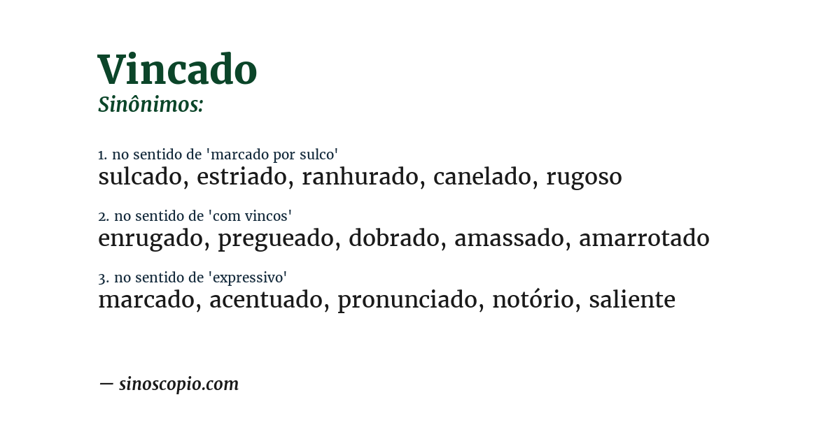 Sinônimo de vincado