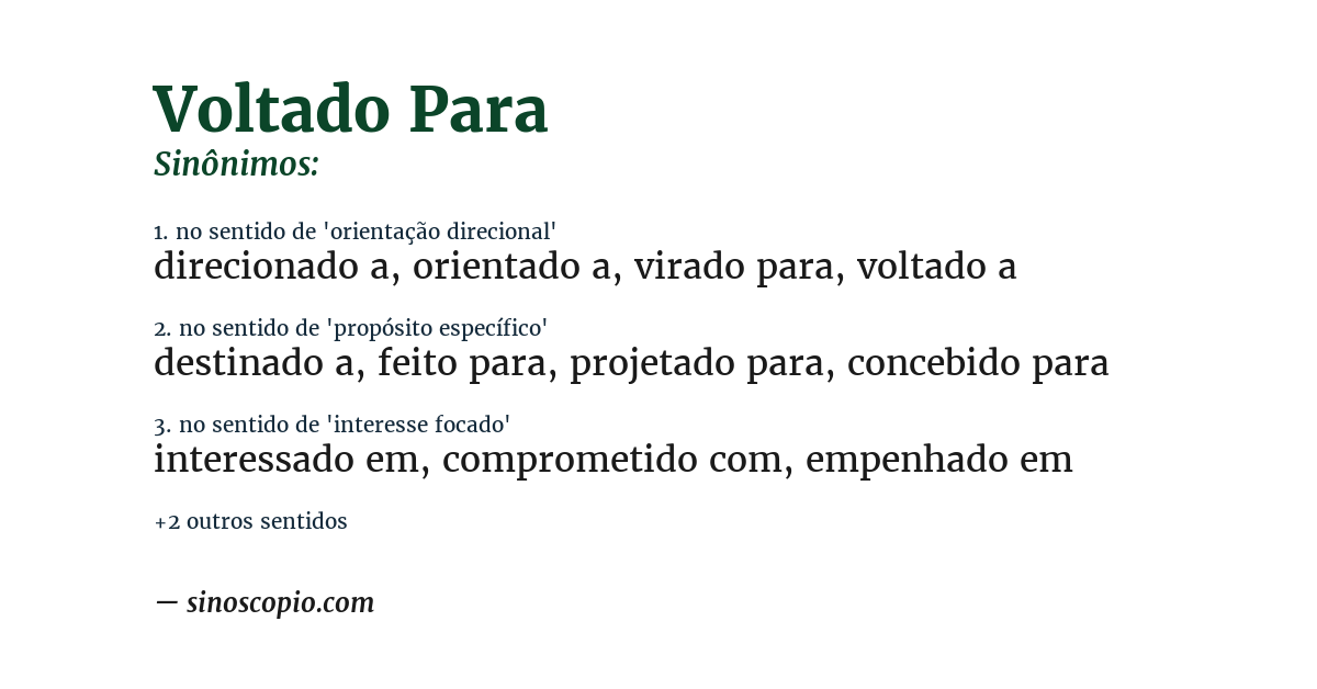 Sinônimo de voltado para