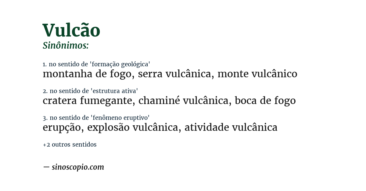 Sinônimo de vulcão