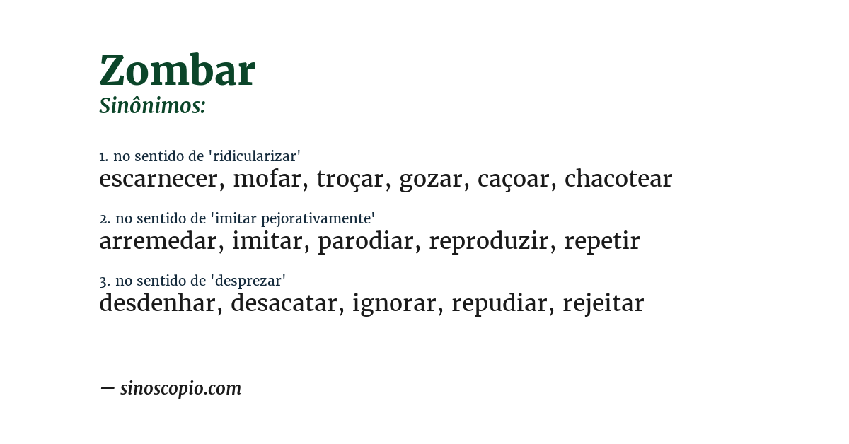 Sinônimo de zombar