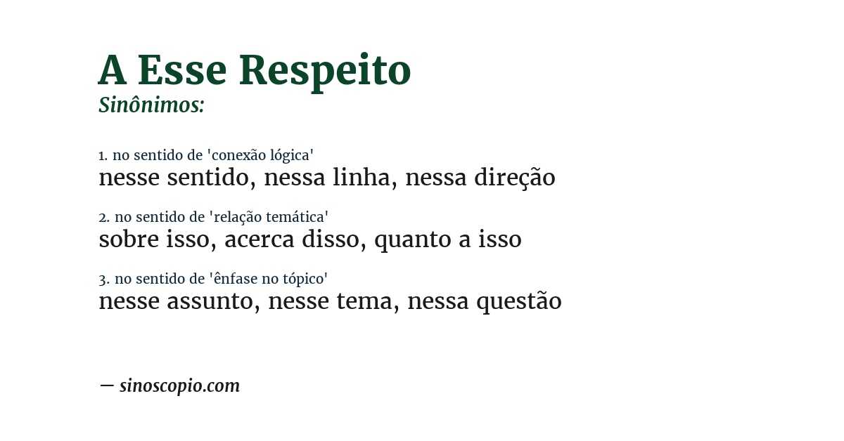 Sinônimo de a esse respeito
