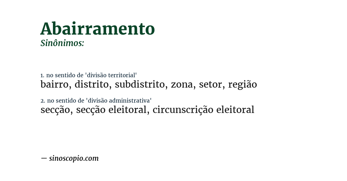 Sinônimo de abairramento