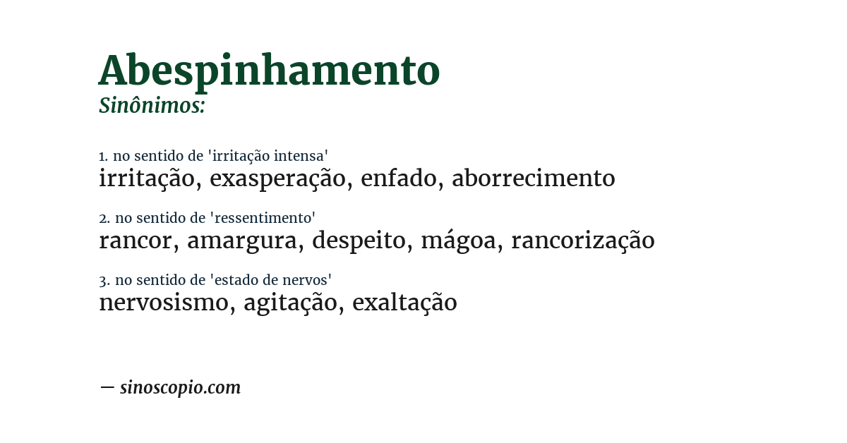 Sinônimo de abespinhamento