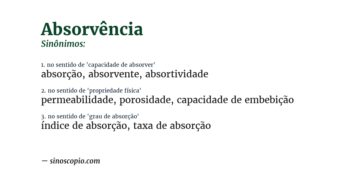 Sinônimo de absorvência