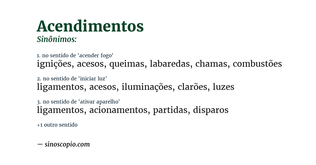 Sinônimo de acendimentos