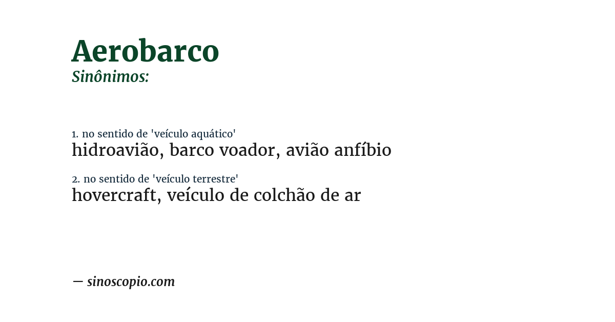 Sinônimo de aerobarco