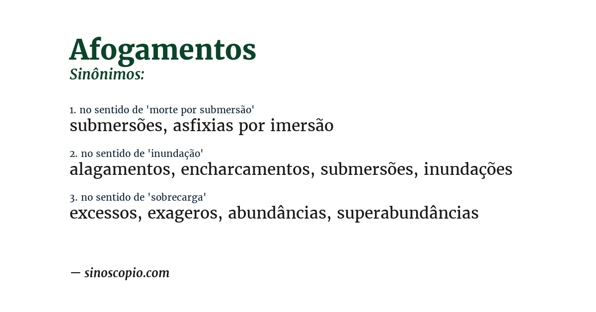 Sinônimo de afogamentos