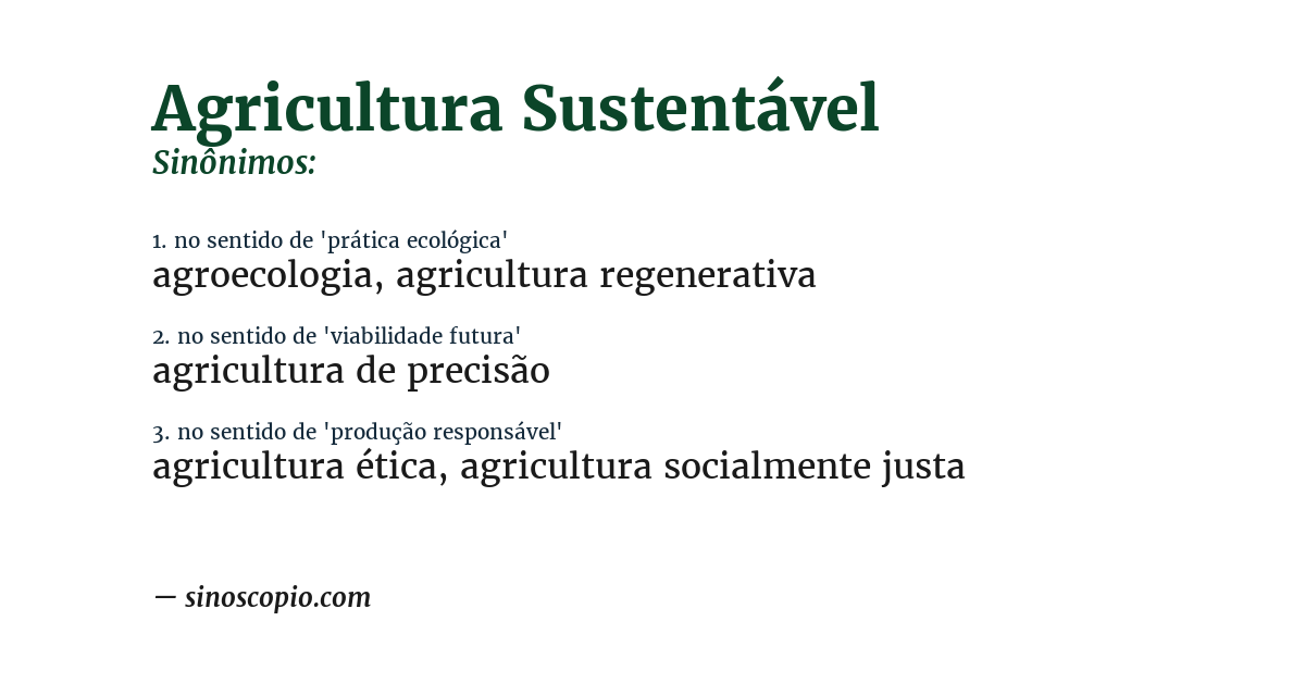 Sinônimo de agricultura sustentável