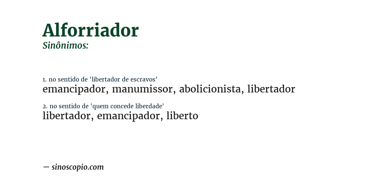 Sinônimo de alforriador