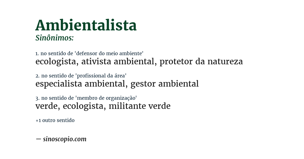 Sinônimo de ambientalista