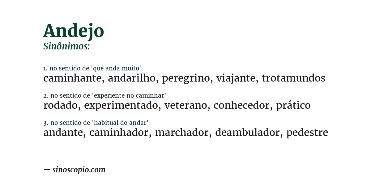Sinônimo de andejo