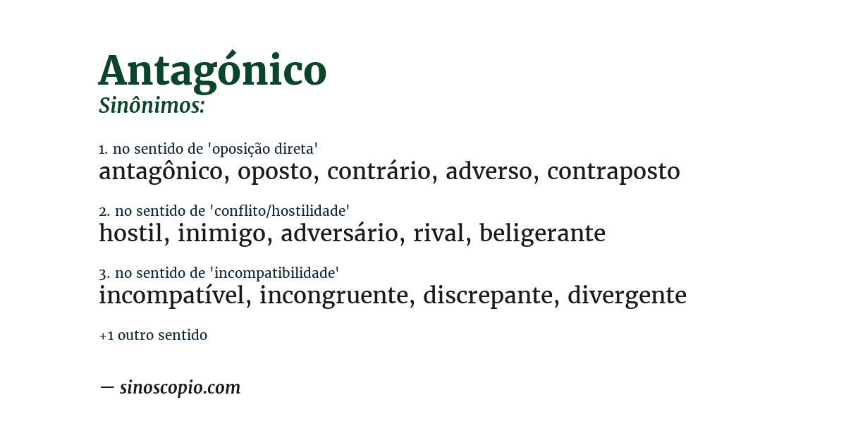 Sinônimo de antagónico