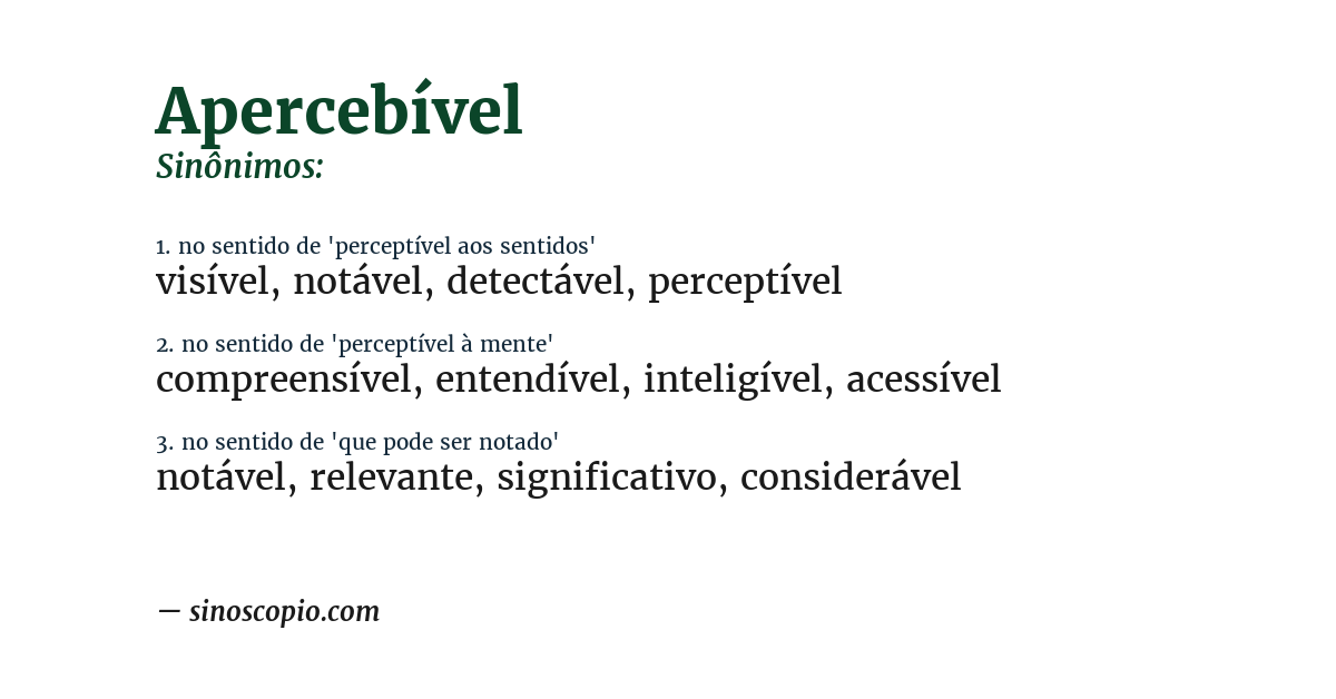 Sinônimo de apercebível