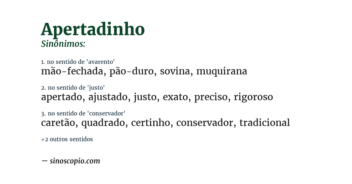Sinônimo de apertadinho