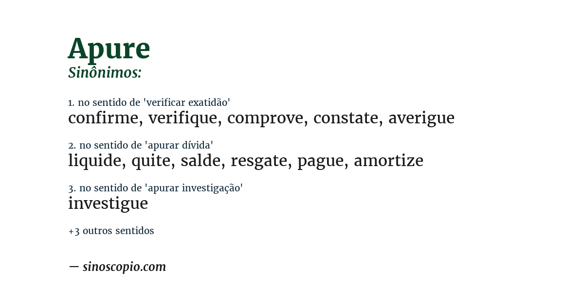 Sinônimo de apure