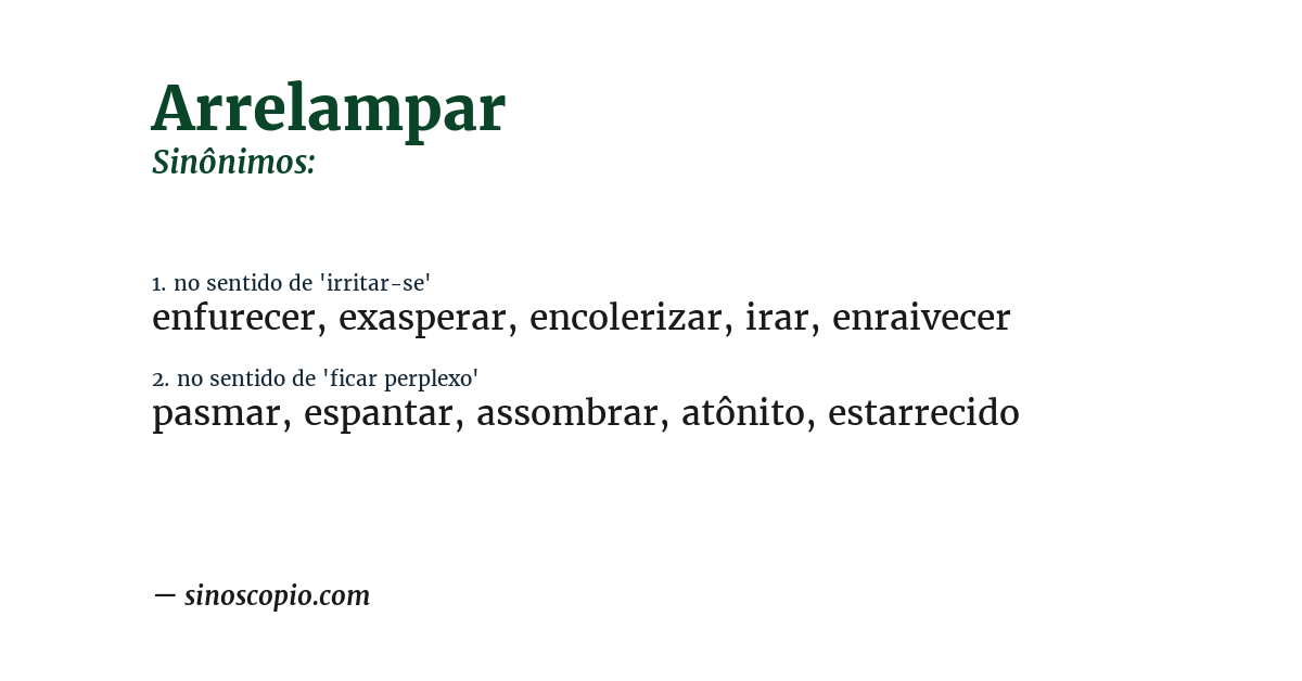 Sinônimo de arrelampar
