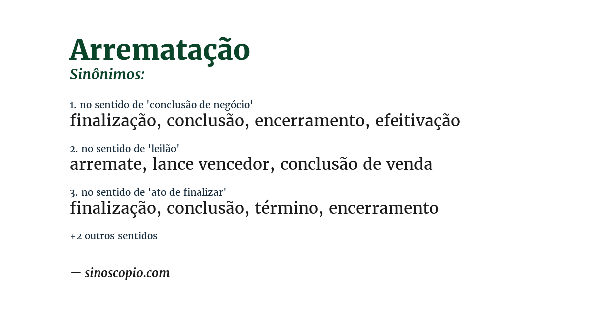 Sinônimo de arrematação