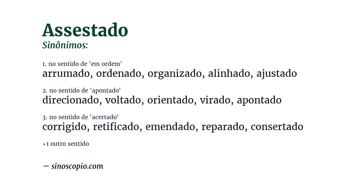 Sinônimo de assestado