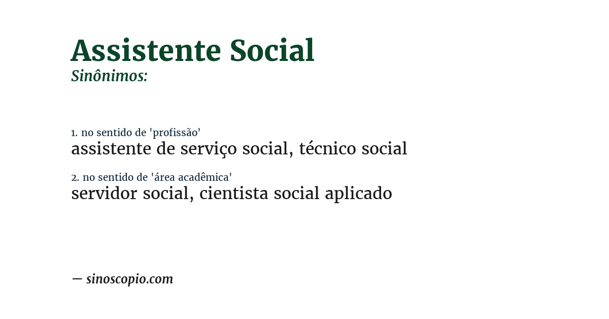 Sinônimo de assistente social