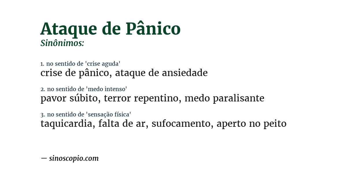 Sinônimo de ataque de pânico
