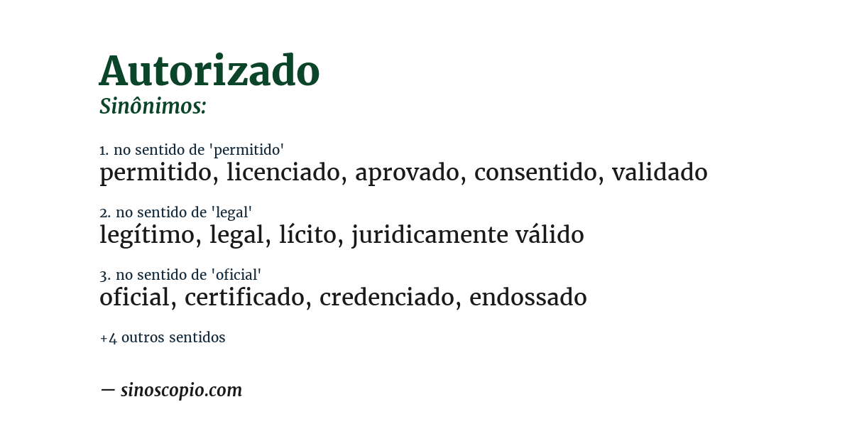 Sinônimo de autorizado