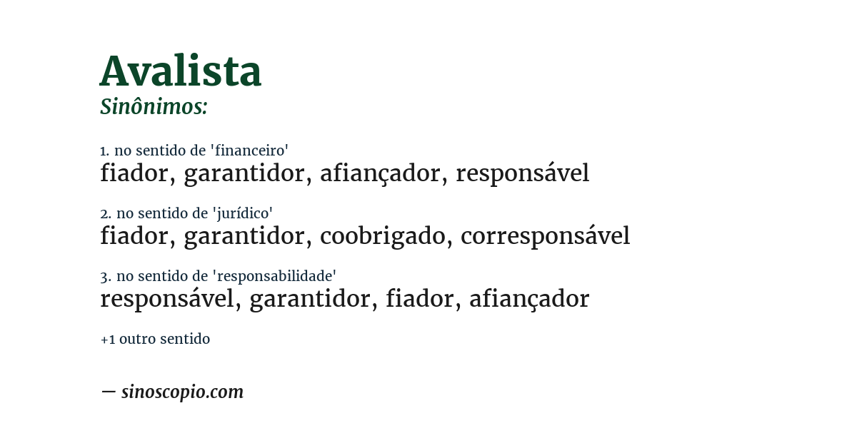 Sinônimo de avalista