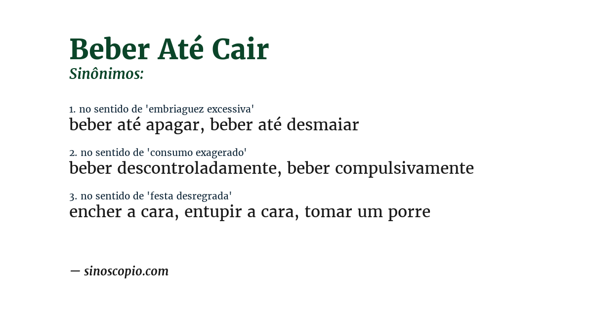 Sinônimo de beber até cair