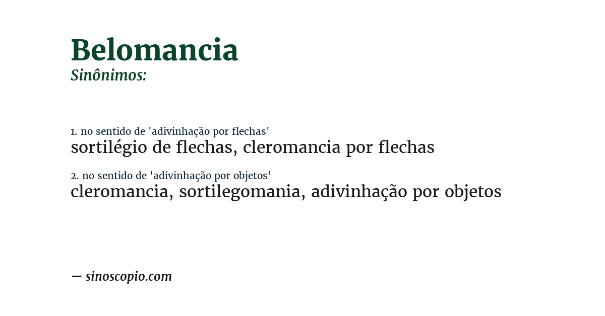 Sinônimo de belomancia