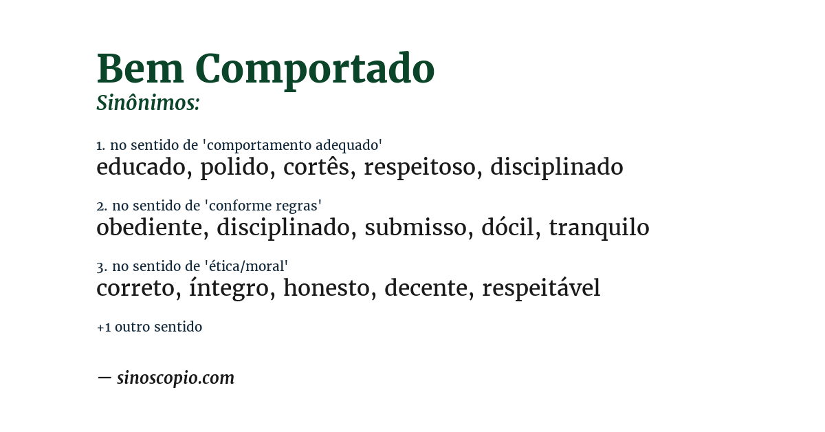 Sinônimo de bem comportado