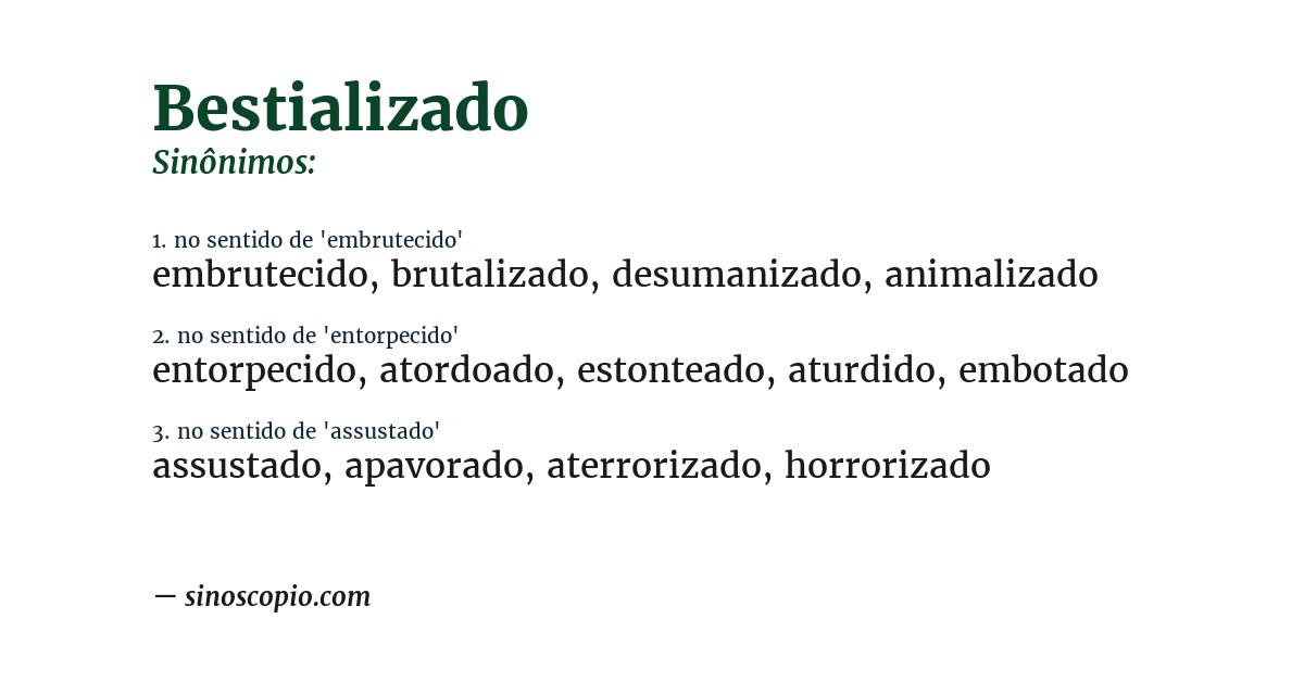 Sinônimo de bestializado