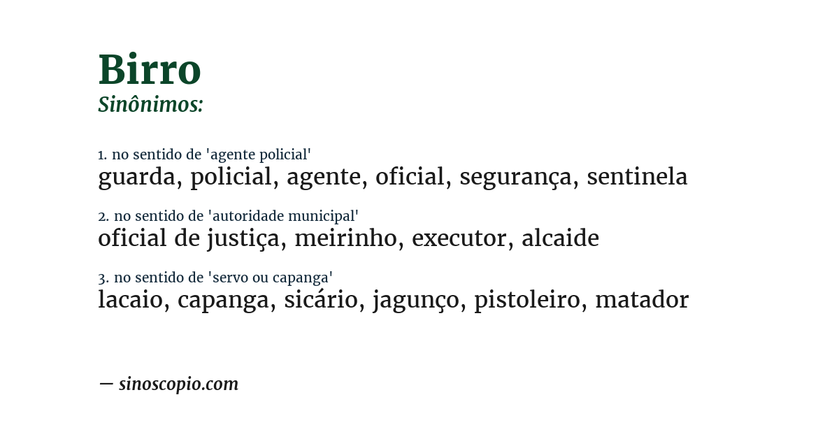 Sinônimo de birro