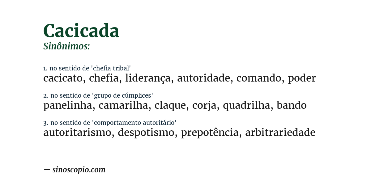 Sinônimo de cacicada